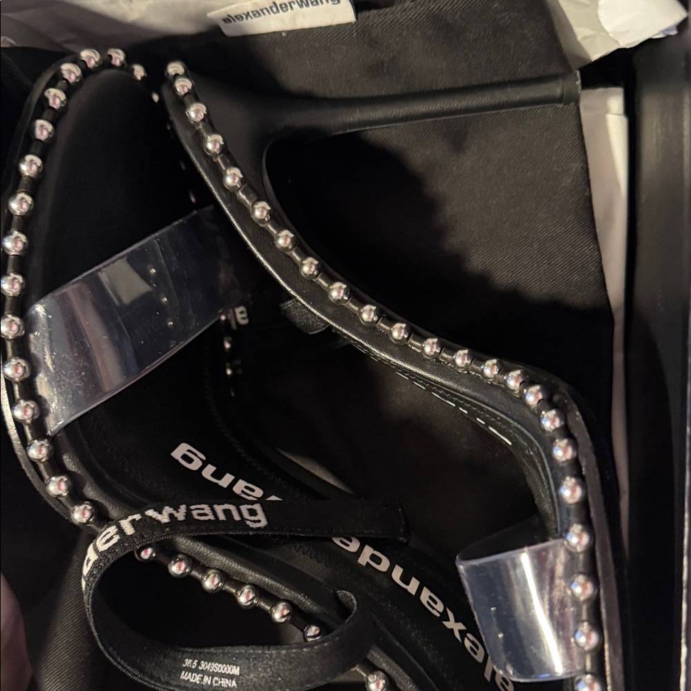 Alexander Wang Black Sandals with Silver Accents